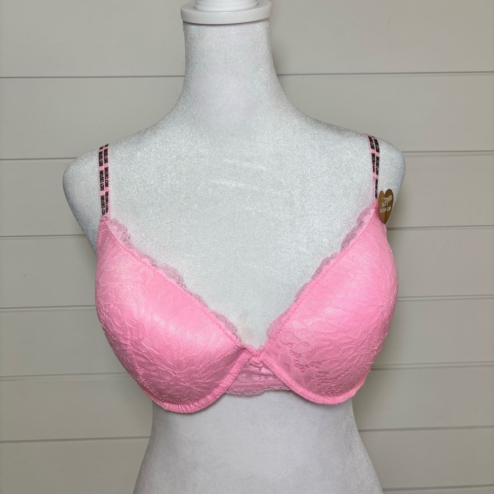 Juicy Couture underwire lace bras Hot pink Size 38C NWT